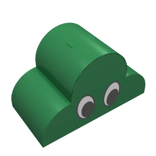 Brick Curved 2 x 4 x 2 Triple, No Studs with Eyes Simple Print