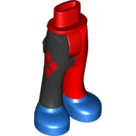 Minidoll Hips and Trousers with Back Pockets and Blue Boots with Red Leg Left and Black Leg Right with Diamonds Print