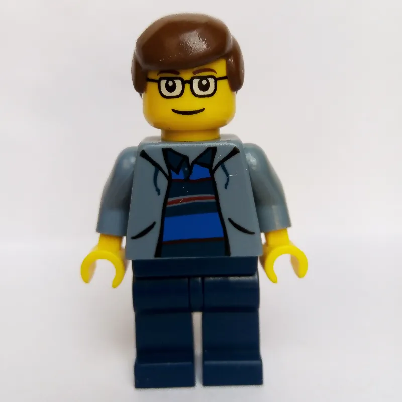 Peter Parker in Sand Blue Jacket with Blue and Dark Blue Striped Shirt