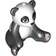 Animal, Panda Sitting with White Head and Belly and Green Eyes Print