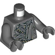 Torso Black Cracks, Straps, Scales and Cape Print, Dark Bluish Gray Arms and Hands
