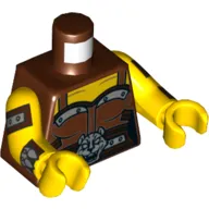 Torso, Bodice, Silver Trim and Wolf Buckle, Reddish Brown/Silver Arm Cuff and Strap Print, Yellow Arms and Hands