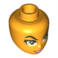 Minidoll Head with Raised Eyebrows, Yellowish Green Eyes and Dark Pink Lips Print