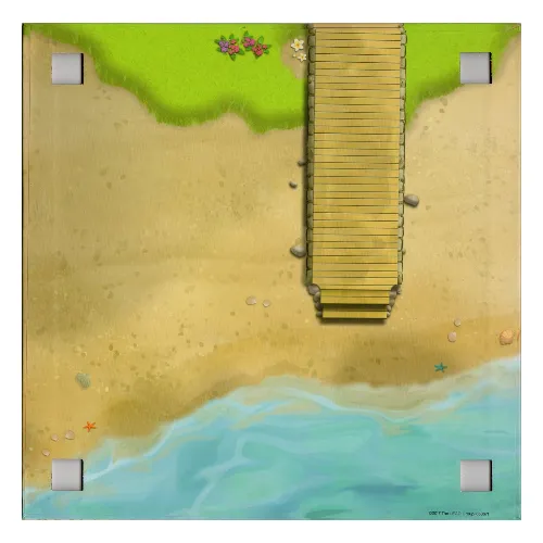 Baseplate with 4 Square Corner Holes and Parking Space / Beach with Landing Stage Print