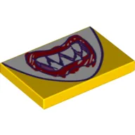 Tile 2 x 3 with Mouth with Sharp Teeth and Red 'Scribbled' Lips Print