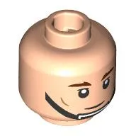 Minifig Head Rebel Trooper, Reddish Brown Eyebrows, Black Chin Strap, Closed Mouth / Angry Frown Print