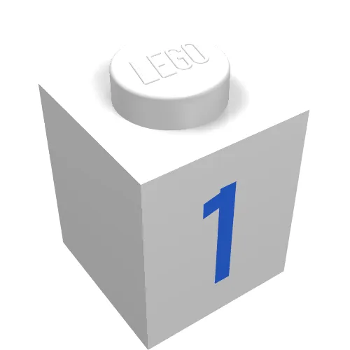 Brick 1 x 1 with Blue '1' Print