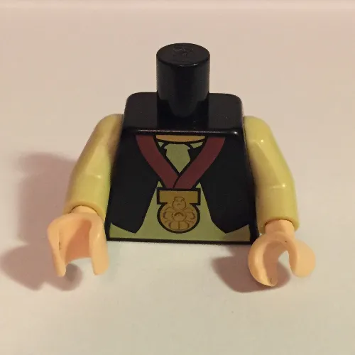 Torso Vest and White Shirt with Nougat-Colored Skin and Gold Medal Print, Tan Arms, Light Nougat Hands