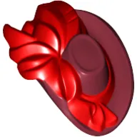 Hat with Pin, Ladies Fedora with Large Red Bow and Red Feather Print