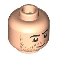 Minifig Head Winter Soldier, Black Eyebrows, Dark Brown Stubble Beard, Neutral Smile / Angry