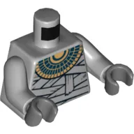 Torso Bandage Wrapping and Gold Necklace Print (Mummy Warrior), Light Bluish Gray Arms, Dark Bluish Gray Hands