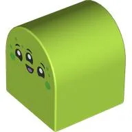 Duplo Brick 2 x 2 x 2 Curved Top with Alien Face with Three Eyes Print