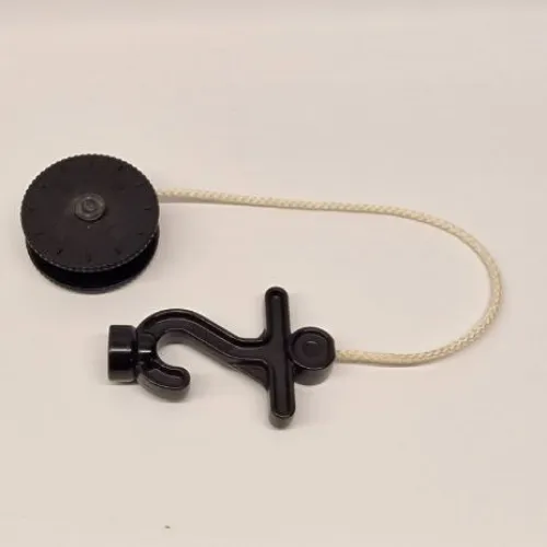 Duplo Winch Drum Narrow with White String and Black Thick Hook with Stud Case and Horizontal Bar