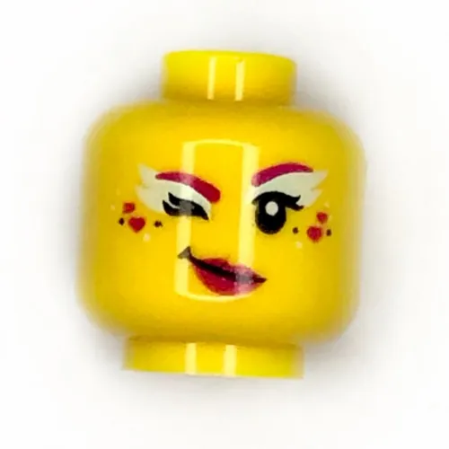 Minifig Head Candy Ballerina, Dark Pink Lips Bright Light Yellow/Dark Pink Eye Shadow, Wink print
