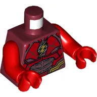 Torso Armor with Red Plates and Gold Detailing, Gold Lightning Bolt (Flash Logo) Print, Red Arms and Hands