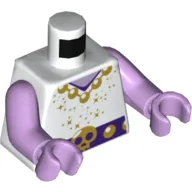 Torso Vest, Gold Glitter and Necklace, Belt with Gold Skull Buckle Print, Lavender Arms and Hands