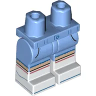 Hips with Medium Blue Legs and White Boots Pattern with Pockets, Light Nougat Knees, and Coral Stripe Print