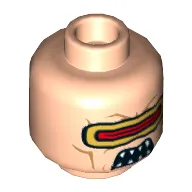 Minifig Head Mutant Leader, Gold and Red Visor, Open Mouth with Fangs Print [Hollow Stud]
