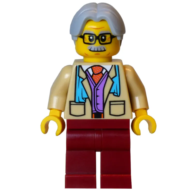 Man, Tan Torso, Dark Red Legs, Light Bluish Grey Hair