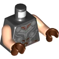 Torso Armor, Silver and Reddish Brown Trim Print, Light Nougat Arms, Reddish Brown Hands