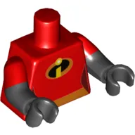 Torso, Dual Molded Arms, 'I' Incredibles Suit, Orange Belt Print, Red Sleeves Pattern, Black Arms and Hands