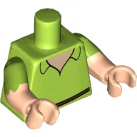 Torso, Dual Molded Arms, Shirt, Light Nougat Neck, Dark Brown Belt print, Lime Sleeves Pattern with Scalloped Edges Print, Light Nougat Arms and Hands