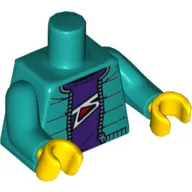 Torso Jacket, Dark Purple Undershirt, Zipper Print, Dark Turquoise Arms, Yellow Hands