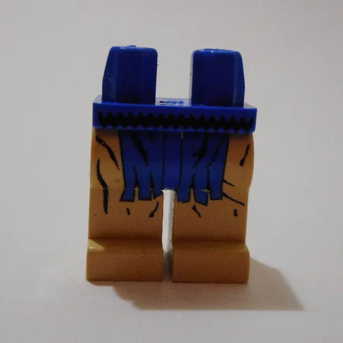 Hips and Tan Legs with Indians Black Belt and Blue Fringe Print