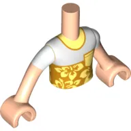 Minidoll Torso Boy with Bright Light Yellow/White Shirt, Flowers, Light Nougat Arms and Hands