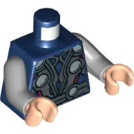 Torso Armor with Silver Circles Print (Thor), Light Bluish Gray Arms, Light Nougat Hands
