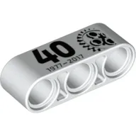 Technic Beam 1 x 3 Thick with Black '40 1977 - 2017' and 24 Tooth Gear Print