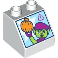 Duplo Brick 2 x 2 Slope 45° with Screen, Green Goblin print
