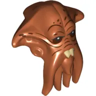 Minifig Head Special, Quarren with Black Eyes, White Pupils, Reddish Brown Lines, Tan Teeth print