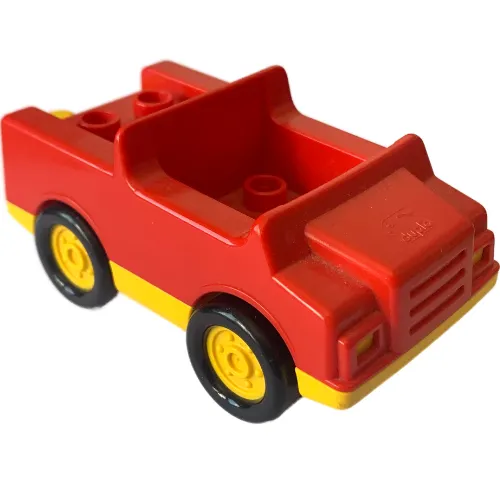 Duplo Car with 2 x 2 Studs and Dark Gray Base and 'FIRE' Print