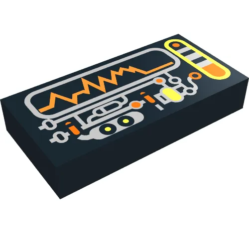 Tile 1 x 2 with Yellow and Orange Display Print