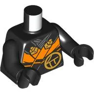 Torso Robe, Orange Panels, Gold Decorations Print, Black Arms and Hands