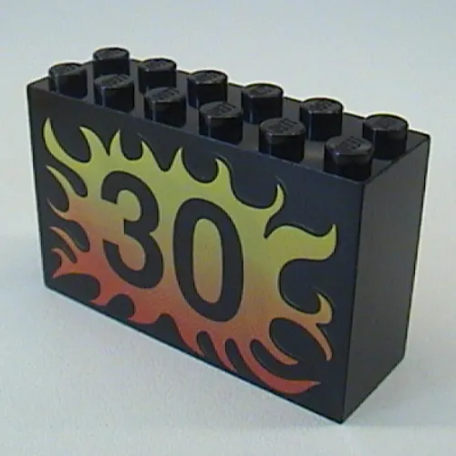 Brick 2 x 6 x 3 with Flame, '30' Print