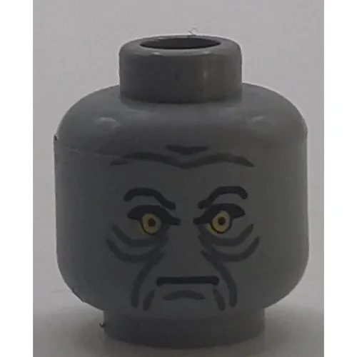 Minifig Head Palpatine (Emperor), Angry Eyebrows, Yellow Eyes and Gray Wrinkles Print