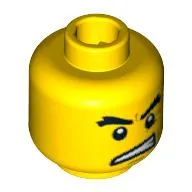 Minifig Head Hockey Player, Raised Eyebrows, Angry Open Mouth, White Pupils Print [Blocked Open Stud]