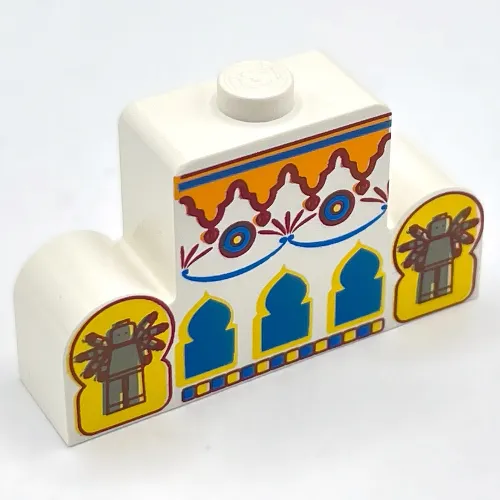 Brick Curved 1 x 4 x 2 Center Stud Top with Orient Arches, Minifigs Print