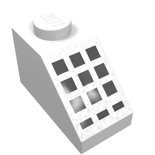 Slope 45° 2 x 1 with Bottom pin, with 9 Large + 3 Small Black Buttons Print