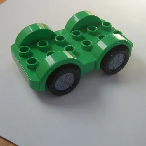 Duplo Car Base 2 x 6 with Four Black Tires and Metallic Silver Wheels on Removable Axles