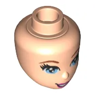 Minidoll Head, Bright Light Blue Eyes, Dark Pink Lips, Open Mouth Print
