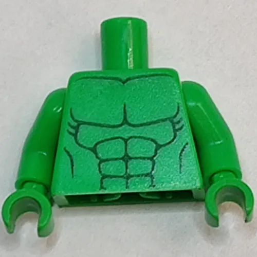 Torso Bare Chest with Body Lines Both Sides Print (Hulk), Bright Green Arms and Hands