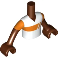 Minidoll Torso Boy with White/Orange Shirt Print, Reddish Brown Arms and Hands