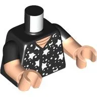 Torso, Dual Molded Arms, Shirt with Black Stars, Dots Print, Black Sleeves Pattern, Light Nougat Arms and Hands