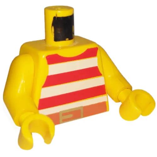 Torso Vest with Red and White Stripes with Gold Belt Buckle Print, Yellow Arms and Hands