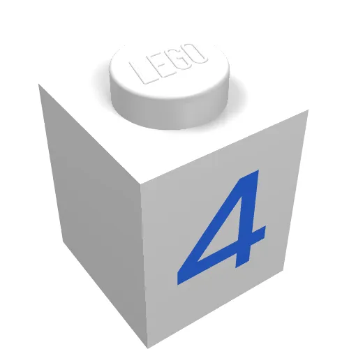 Brick 1 x 1 with Blue '4' Print