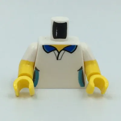 Torso, Dual Molded Arms, Shirt, Dark Blue Collar, Dark Turquoise Sided print, White Sleeves Pattern, Yellow Arms and Hands