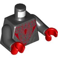 Torso Muscles, Red Webbing and Spider Logo Print, Black Arms, Red Hands